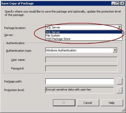 Specifying SSIS package location